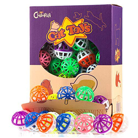 CHIWAVA 45PCS 1.6'' Cat Toy Ball with Bell Plastic Lattice Jingle Balls Kitten Chase Pounce Rattle Toy Assorted Color Animals & Pet Supplies > Pet Supplies > Cat Supplies > Cat Toys Wonpet Co., Ltd   
