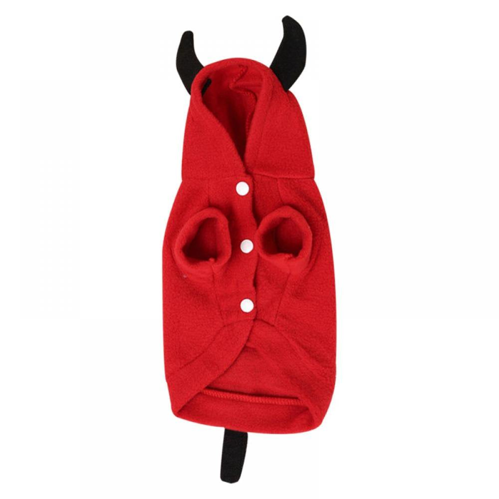 Dog Costume Devil Bull'S Horns Design Pet Halloween Hoodies Theme Party Hooded Winter Warm Coat for Small Medium Dogs Cats Pet Apparel Animals & Pet Supplies > Pet Supplies > Cat Supplies > Cat Apparel Canopy   