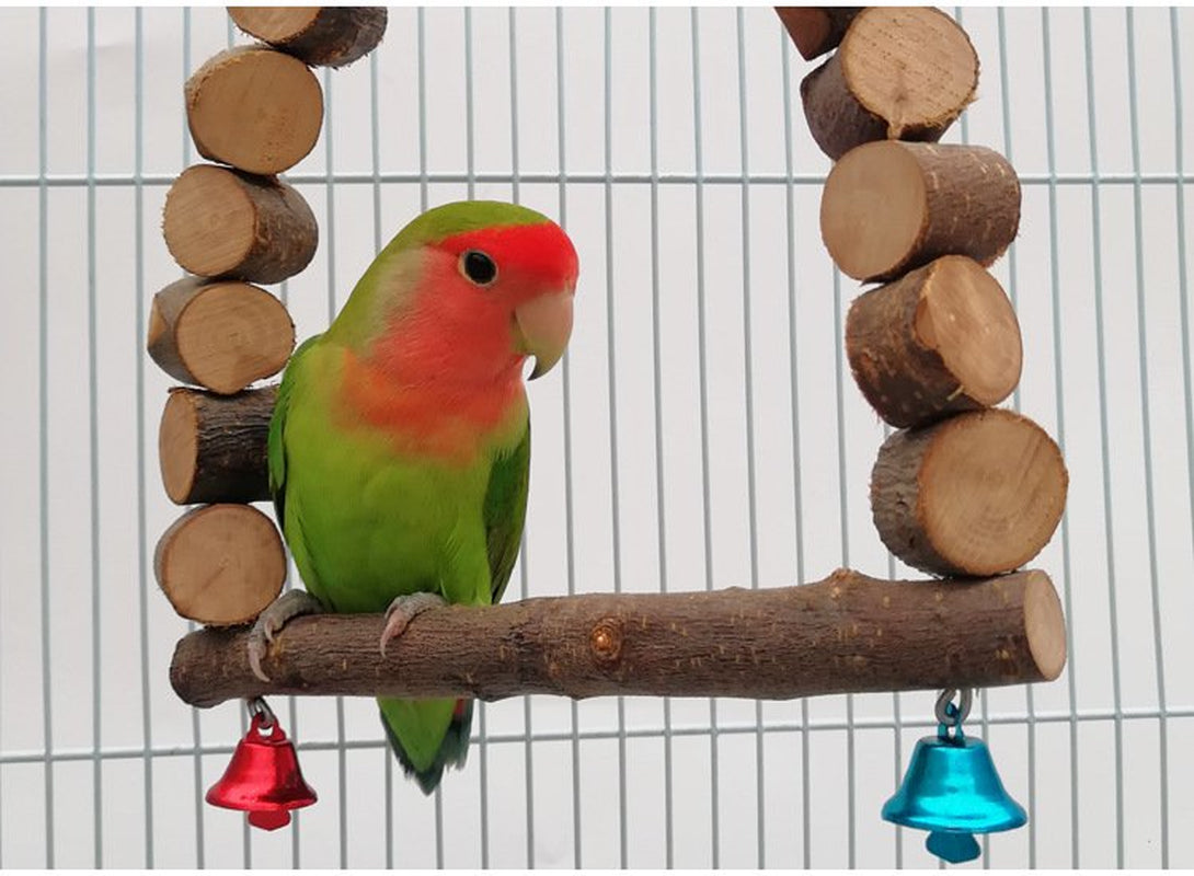 QBLEEV Bird Parrot Chewing Swing Apple Wood Swing, Bird Hanging Bell Perches Chewing Toy for Small Parakeets Cockatiels, Conures, Love Birds, Finches and Other Small Animals Animals & Pet Supplies > Pet Supplies > Bird Supplies > Bird Toys QBLEEV   