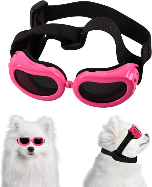 Suxible Dog Goggles Small Breed Dog Sunglasses, UV Protection Small Dog Sunglasses with Adjustable Strap, Waterproof Goggles for Dogs Doggy Pet Puppy Sun Glasses Doggie Windproof Glasses-Pink Animals & Pet Supplies > Pet Supplies > Dog Supplies > Dog Apparel Suxible   