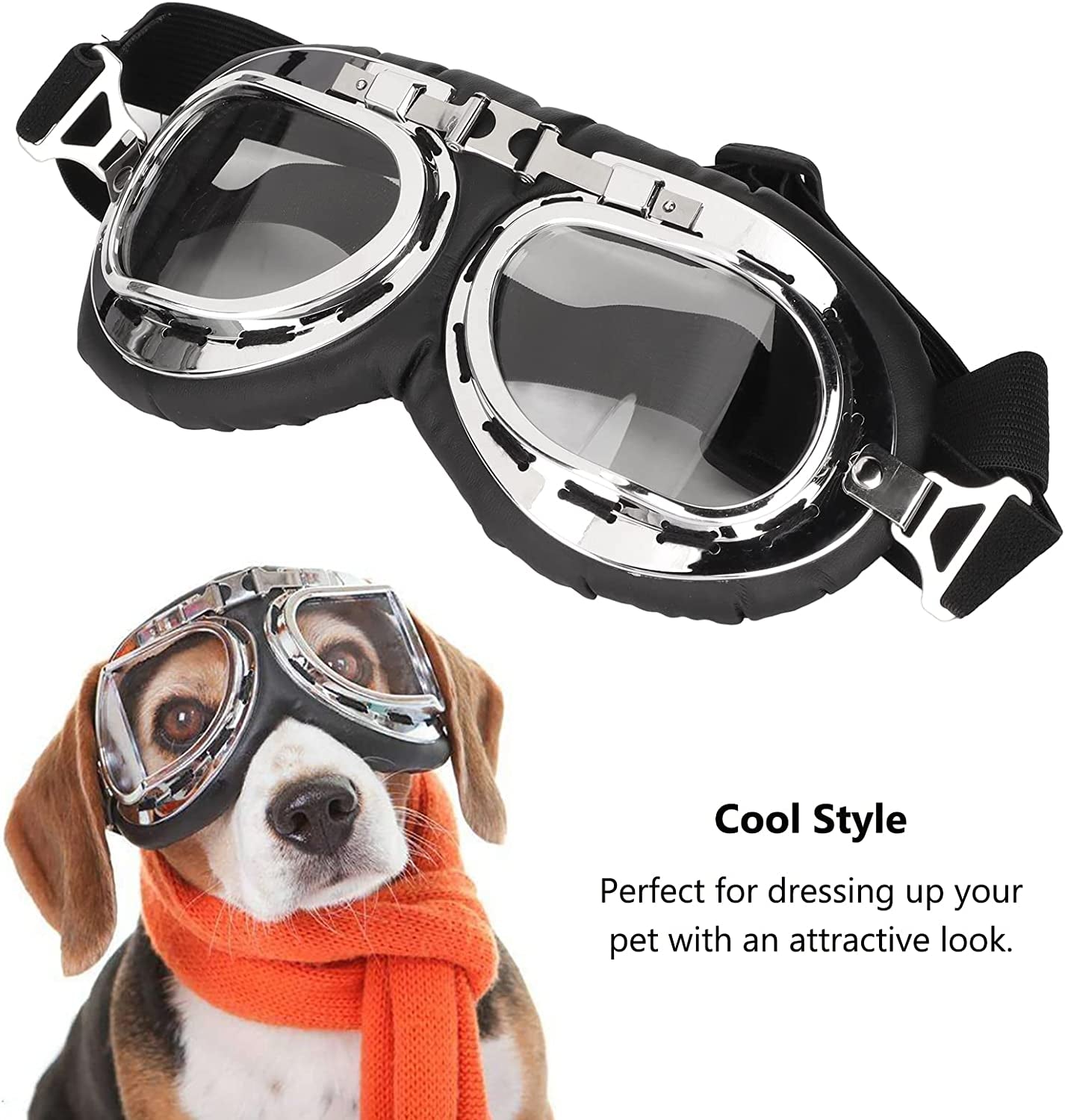 Dog Sunglasses, Extra Large Lens Dog Goggles Portable with Elasticstrap Folding Frame for Outdoor Walking Travel Animals & Pet Supplies > Pet Supplies > Dog Supplies > Dog Apparel Shanrya   