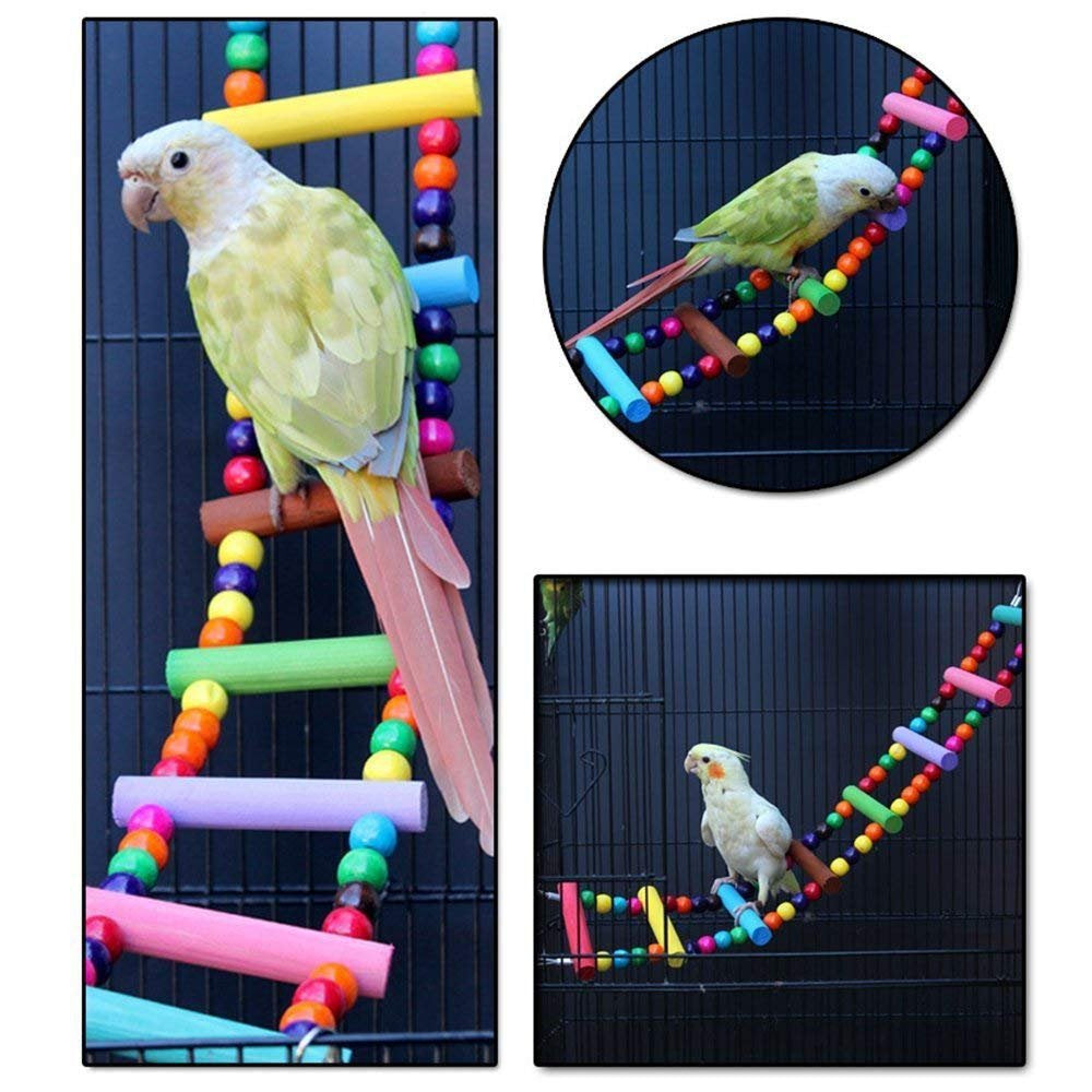 Bird Parrot Toys, Naturals Rope Colorful Step Ladder Swing Bridge for Pet Trainning Playing, Flexible Birds Cage Accessories Deco Animals & Pet Supplies > Pet Supplies > Bird Supplies > Bird Cage Accessories AUPERTO   