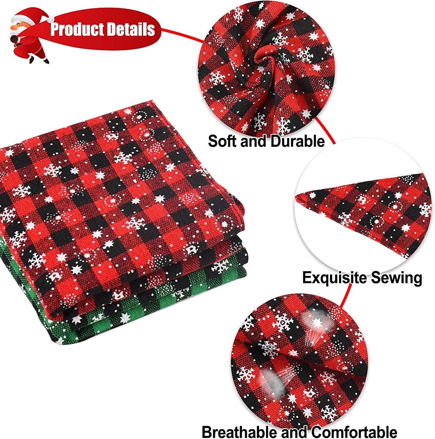 Malier 2 Pack Dog Bandana Christmas Classic Plaid Snowflake Pet Scarf Triangle Bibs Kerchief Set Pet Costume Accessories Decoration for Small Medium Large Dogs Cats Pets (Large, Green + Red) Animals & Pet Supplies > Pet Supplies > Dog Supplies > Dog Apparel Malier   