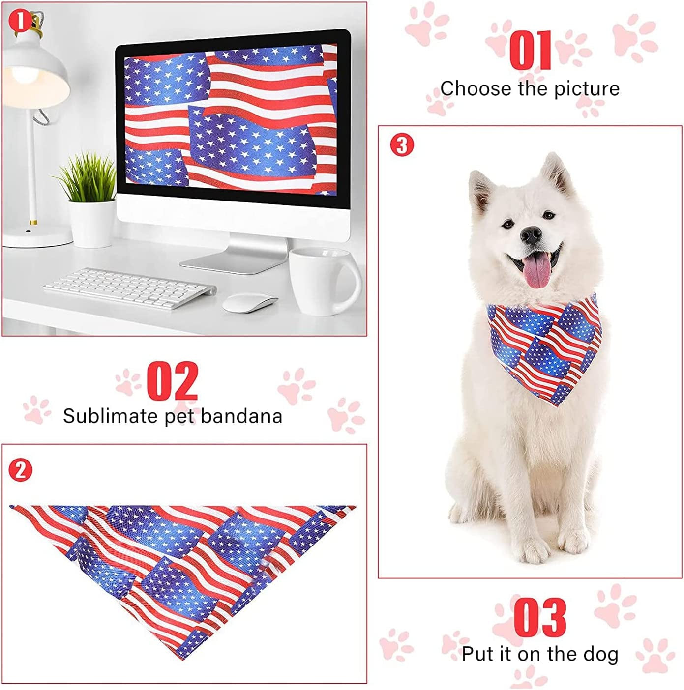 OWLEEN 30 Pcs Sublimation Pet Bandana Heat Washable DIY Triangle Dog Scarf Bibs Kerchief For Animals & Pet Supplies > Pet Supplies > Dog Supplies > Dog Apparel OWLEEN   