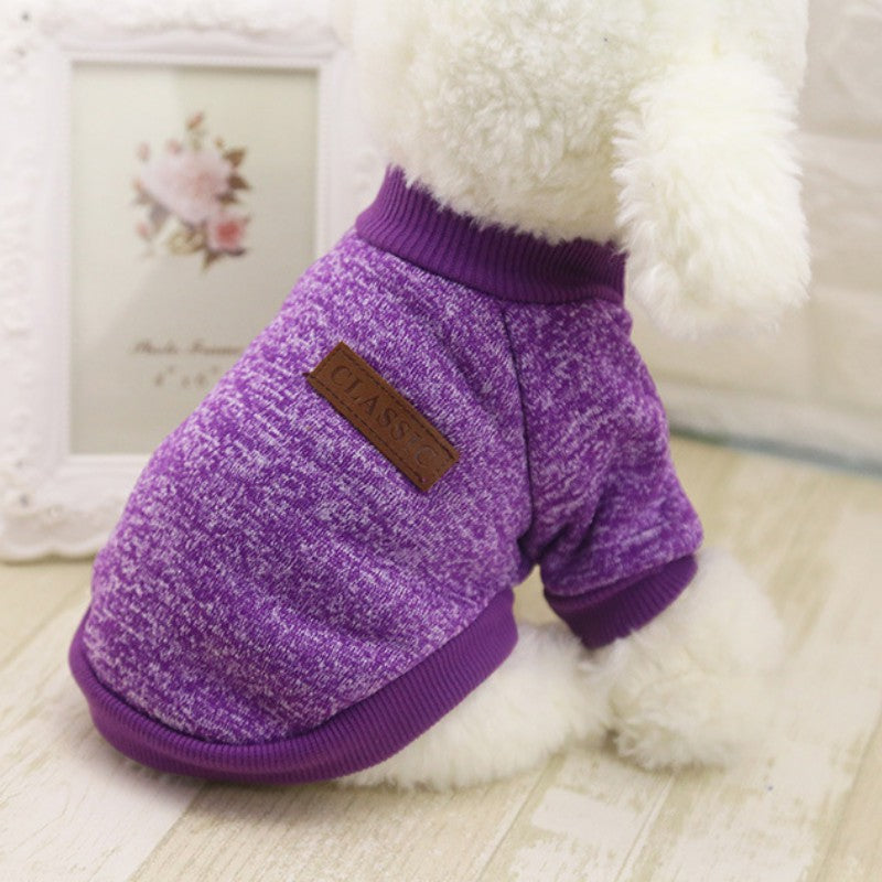 Pet Dog Sweater Chihuahua Clothes Classic Sweater Fleece Sweater Clothes Warm Sweater Winter Animals & Pet Supplies > Pet Supplies > Dog Supplies > Dog Apparel Fymall L Purple 