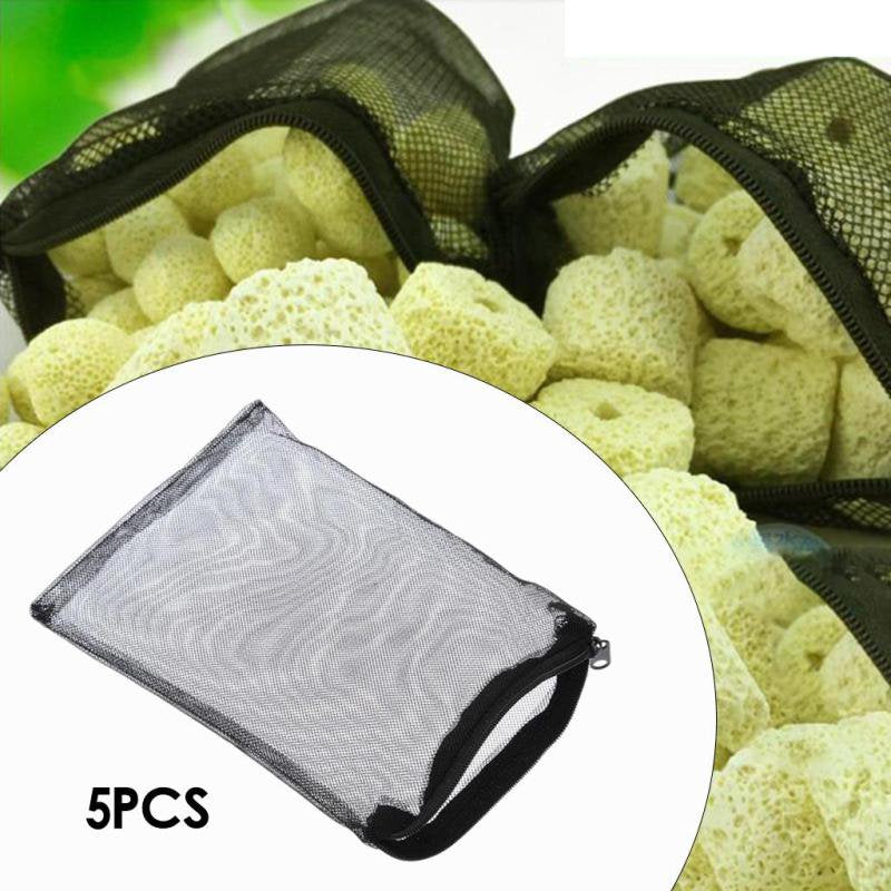 Small Aquarium Filter Bags, High-Flow Mesh Bags Reusable Fish Tank Charcoal Filter Bag for Activated Carbon Biospheres Ceramic