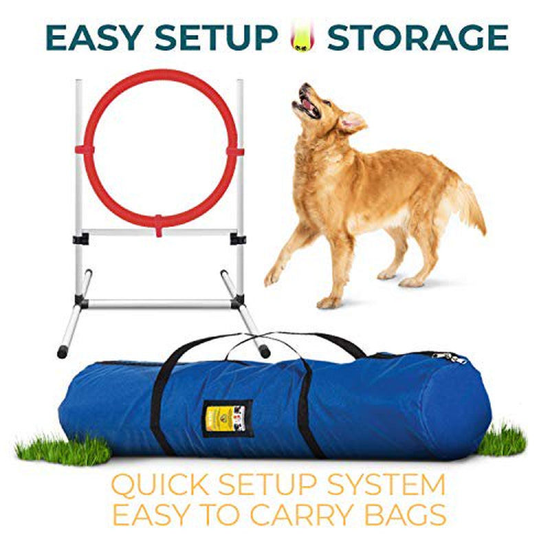 CHEERING PET, Dog Agility Training Equipment, 4 Piece Dog Obstacle Course Includes Dog Jump, Tire Jump, Pause Box and Weave Poles with Carrying Case, Indoor or Outdoor Dog Agility Training Animals & Pet Supplies > Pet Supplies > Dog Supplies > Dog Treadmills Sun Biomass   