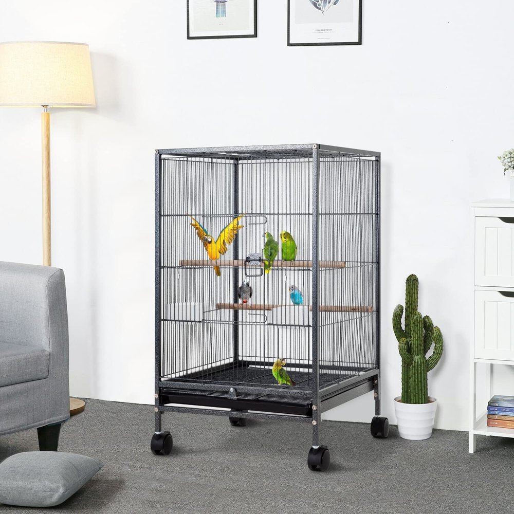 Bestpet 35-Inch Wrought Iron Bird Cage with Play Open Top and Rolling Stand,Black Animals & Pet Supplies > Pet Supplies > Bird Supplies > Bird Cages & Stands BestPet   