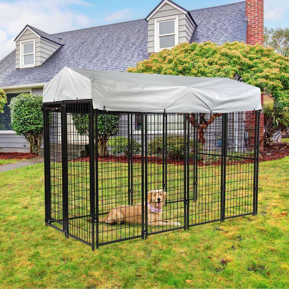 CLEARANCE! 6.9 X 3.3 X 5.6 Ft Dog Kennel with Waterproof Cover, Welded Wire Outdoor Dog Playpen, Black Animals & Pet Supplies > Pet Supplies > Dog Supplies > Dog Kennels & Runs IM Lashes   