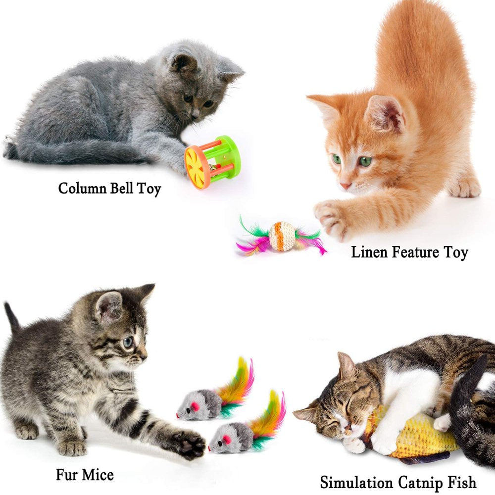 Doingart 28Pcs Cat Toys Kitten Toys Assortments, Cat Play Tunnels Catnip Fish Feathert Toy Teaser Wand Fish Fluffy Mouse Mice Balls and Bells for Cat, Puppy, Kitty Animals & Pet Supplies > Pet Supplies > Cat Supplies > Cat Toys Doingart   