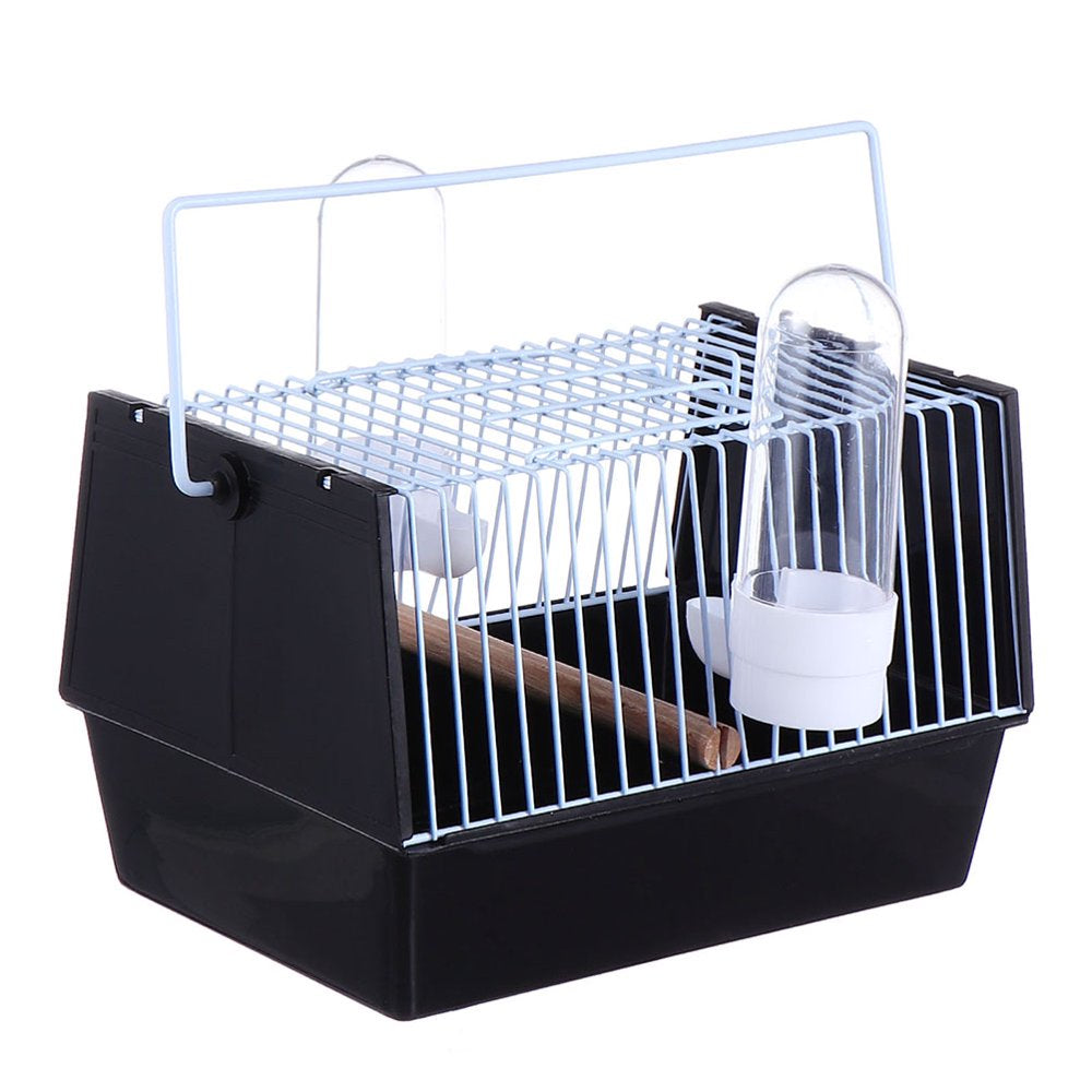 Bird Travel Carrier Cage with 2 Feeder and Wooden Stand, Portable Cage for Parrot Lovebird Cockatiel,Black,8.25 X 4.72 X 5.5 Inch Animals & Pet Supplies > Pet Supplies > Bird Supplies > Bird Cages & Stands PARTYKINDOM   