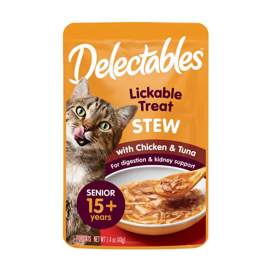 Hartz Delectables Stew Senior 15+ Chicken & Tuna Lickable Wet Cat Treat, 1.4Oz Pouch (Single) Animals & Pet Supplies > Pet Supplies > Cat Supplies > Cat Treats Hartz Mountain Corp   