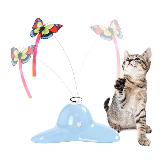 Suhaco Cat Toys, Interactive Butterfly Cat Toy,Kitten Toys for Indoor Cats, Electric Rotating Teaser Butterfly for Kittens, Automatic Self Playing Kitten Toy (Blue)