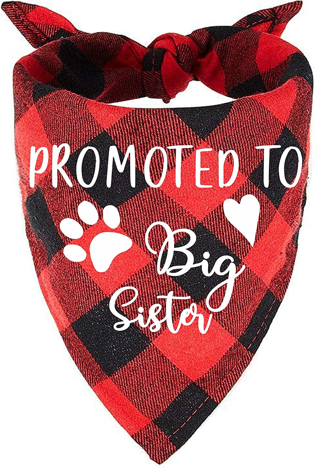 YROVWENQ Family Kitchen Promoted to Big Sister Red Plaid Dog Bandana, Gender Reveal Photo Prop Triangle Pet Scarf Scarves Decorations Accessories, Pet Scarves Dog Lovers Owner Gift Animals & Pet Supplies > Pet Supplies > Dog Supplies > Dog Apparel family Kitchen   