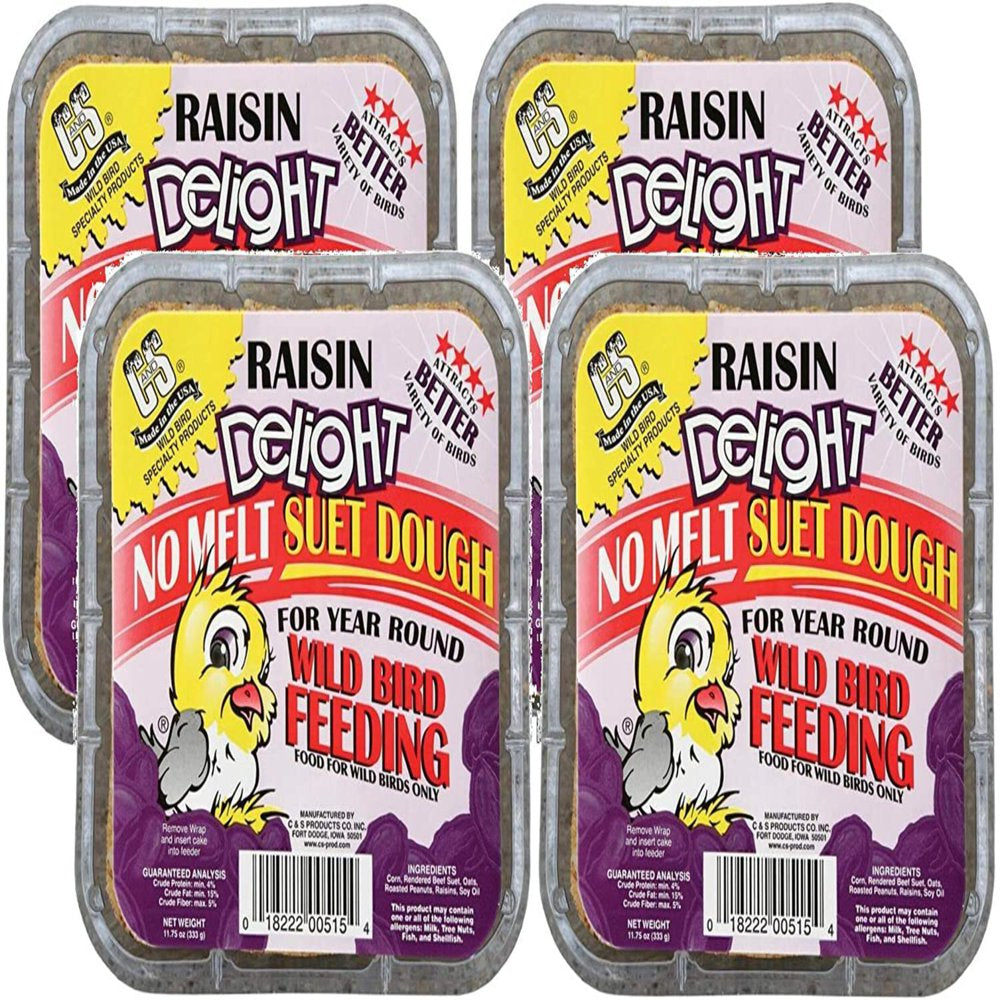 CS Raisin Delight No Melt Suet Dough Bird Food 11.75 Oz. Each 4-Pack Animals & Pet Supplies > Pet Supplies > Bird Supplies > Bird Food unknown   