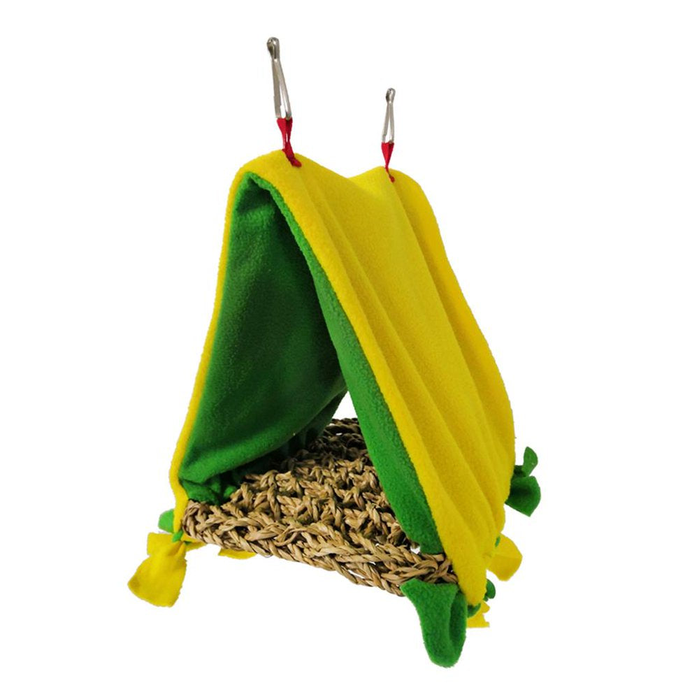 Bird Parrot Ing Perch Cage Bed Parakeet Triangle Hammock Hut Accessories Yellow Animals & Pet Supplies > Pet Supplies > Bird Supplies > Bird Cage Accessories HOMYL   