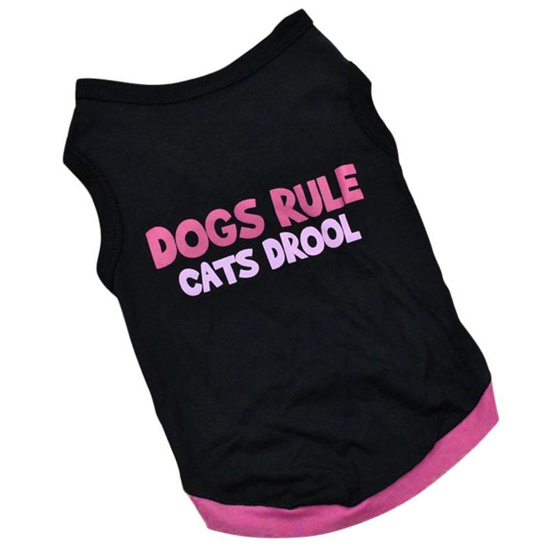 Pet Puppy Summer Vest Small Dog Cat Dogs Clothing Cotton T Shirt Apparel Clothes Dog Shirt Dog Supplies Animals & Pet Supplies > Pet Supplies > Cat Supplies > Cat Apparel Xinhuaya S Rose red and black 