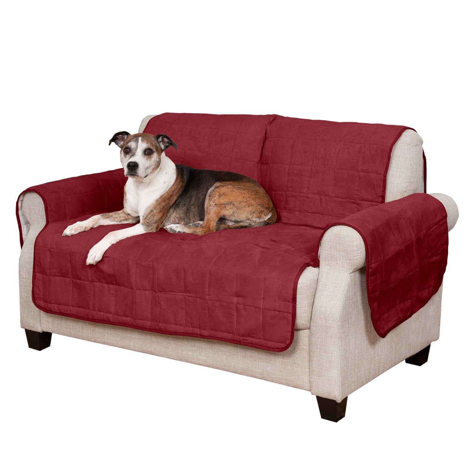 Furhaven Pet Furniture Cover | Suede Furniture Cover Protector for Dogs & Cats, Clay, Loveseat Animals & Pet Supplies > Pet Supplies > Cat Supplies > Cat Furniture FurHaven Pet Products Loveseat Burgundy 