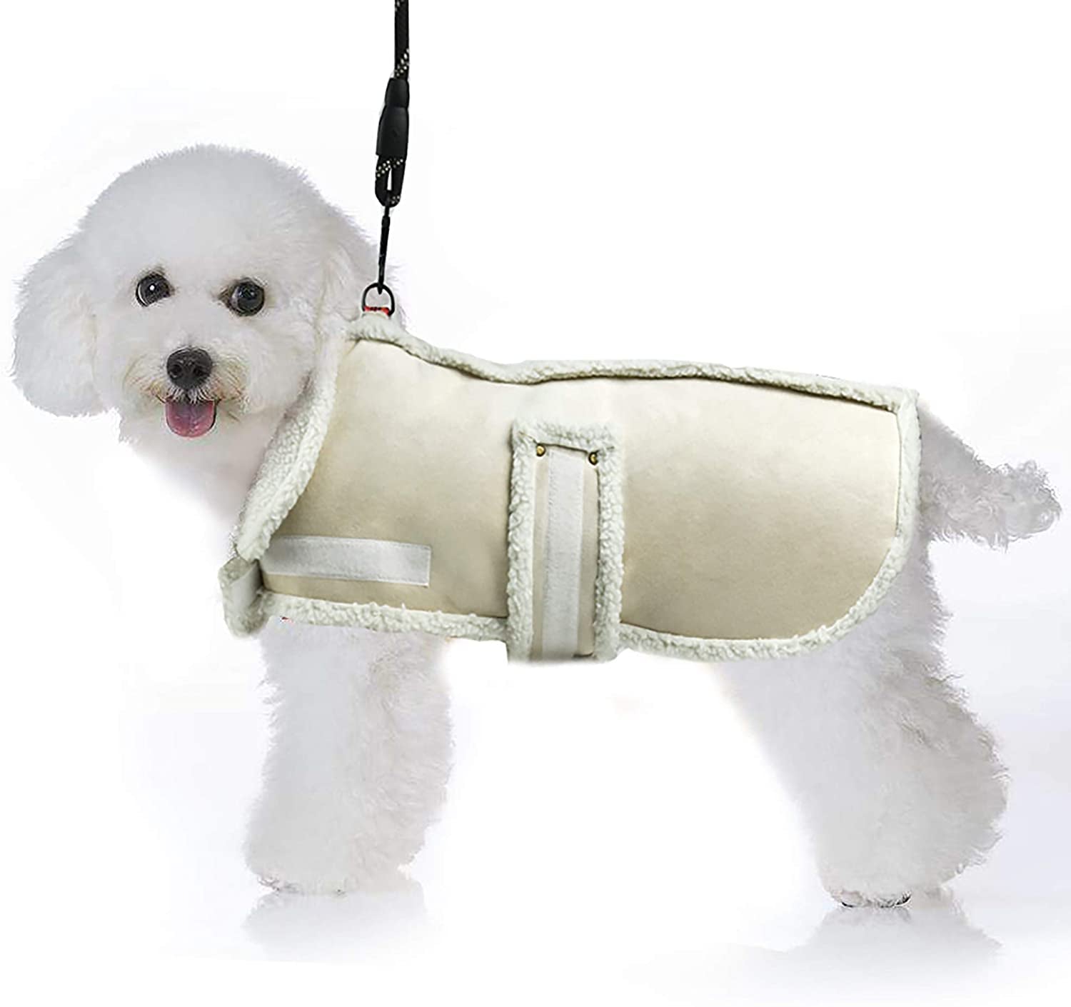 XUANQIFC Dog Winter Jacket, Warm Windproof Dog Sweaters for Small Dogs, Thick Apparelf Fleece Dog Coat for Medium Large Dogs (Large) Animals & Pet Supplies > Pet Supplies > Dog Supplies > Dog Apparel YIWU GEOFAIR IMPORT AND EXPORT CO.,LTD Beige XS 