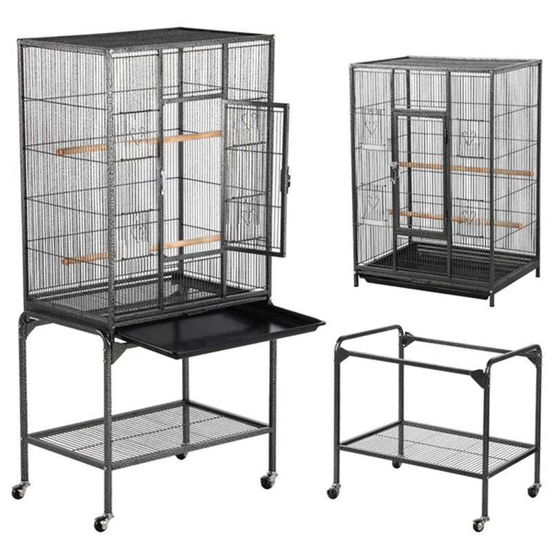 Topeakmart Bird Cage with Stand Wrought Iron Construction Quaker Parrot Cockatiel Finch Canary Bird Flight Cage Animals & Pet Supplies > Pet Supplies > Bird Supplies > Bird Cages & Stands Topeakmart   