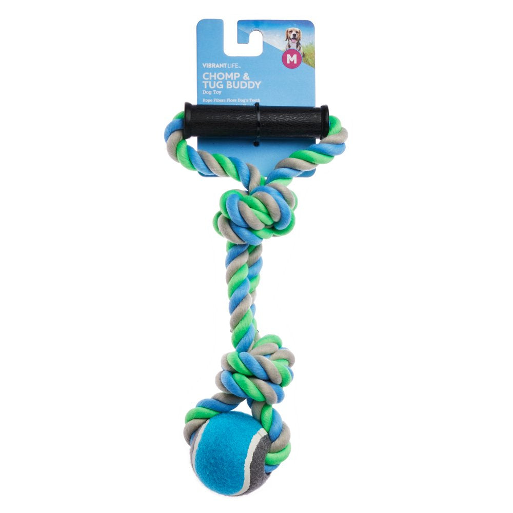 Vibrant Life Medium Polyester & Cotton Rope Chew Toy with Tennis Ball Animals & Pet Supplies > Pet Supplies > Dog Supplies > Dog Toys Stout Stuff LLC   