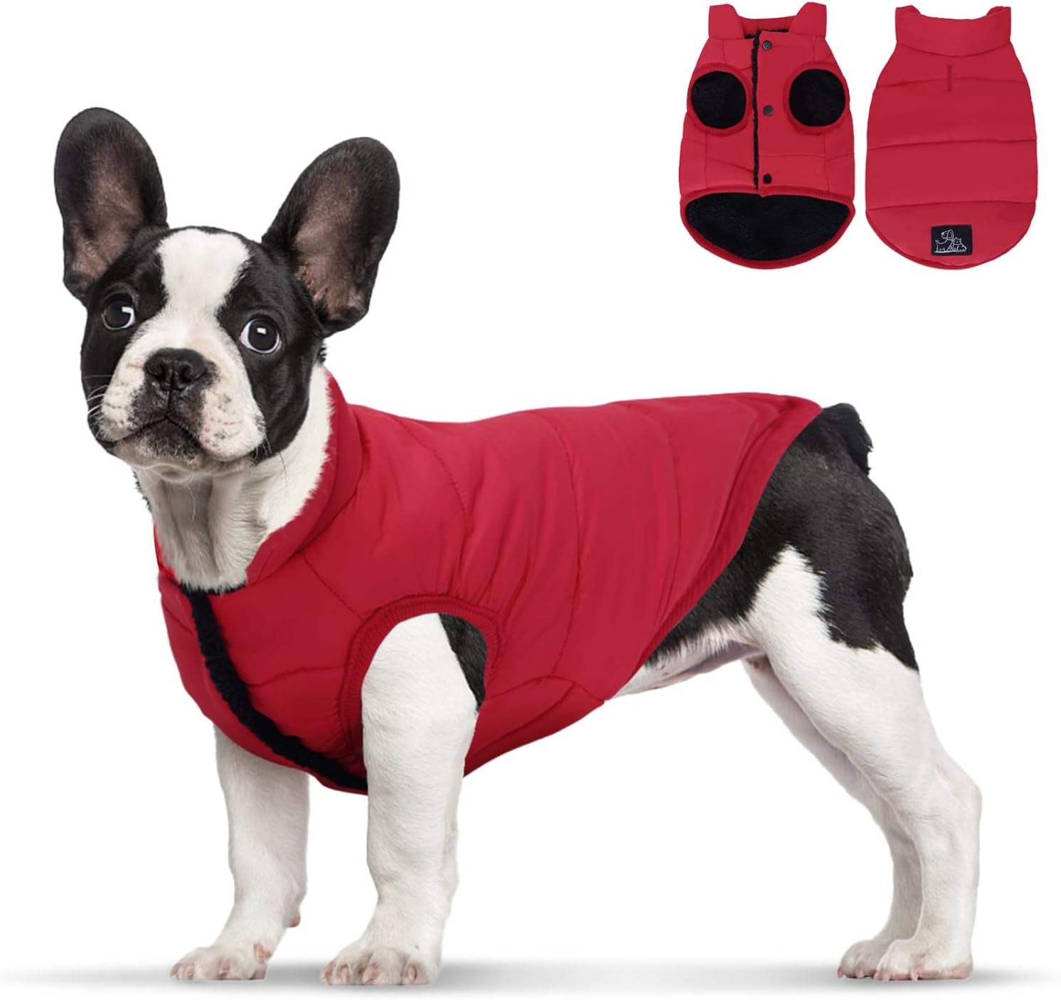 Dog Jacket, Nobleza Warm Fleece Dog Winter Coat with Leash Hole, Waterproof Outdoor Pet Clothes for Puppy Small Medium Large Dog, Ideal for Cold, Wet, Windy and Snowy Day (Red S) Animals & Pet Supplies > Pet Supplies > Dog Supplies > Dog Apparel Nobleza Red Sleeveless Small