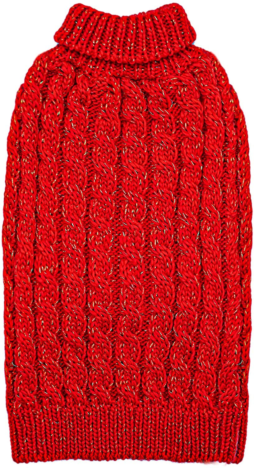 KYEESE Dog Sweaters Beige with Golden Thread Turtleneck Pet Sweater for Cold Weather Animals & Pet Supplies > Pet Supplies > Dog Supplies > Dog Apparel kyeese Red Medium (Pack of 1) 