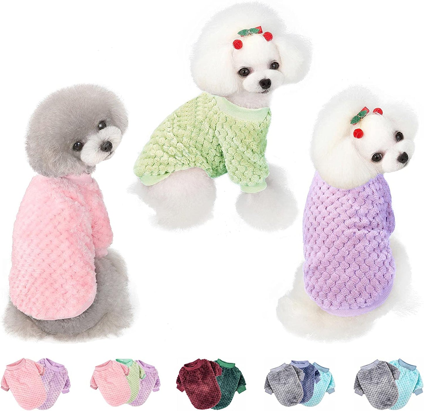 Dog Sweater, 3 Pack Dog Sweaters for Small Medium Dogs or Cat, Warm Soft Flannel Pet Clothes for Dogs Girl or Boy, Dog Shirt Coat Jacket (Small, Pink+Purple+Light Green) Animals & Pet Supplies > Pet Supplies > Dog Supplies > Dog Apparel POMIU Pink+Purple+Light Green X-Large 