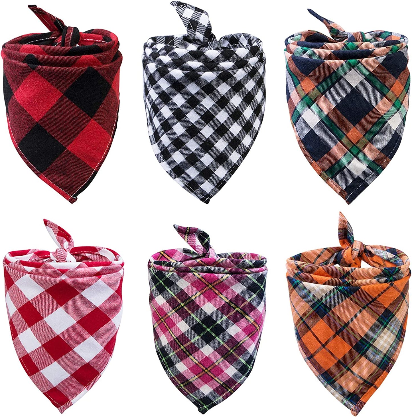 6 Pack of Dog Bandana Washable Reversible Triangle Bibs Scarf, Fall Halloween Thanksgiving Christmas Dog Dandanas Plaid Painting Kerchief for Small/Medium Dogs Cats Costume New Year Gifts Animals & Pet Supplies > Pet Supplies > Dog Supplies > Dog Apparel Pets vv   