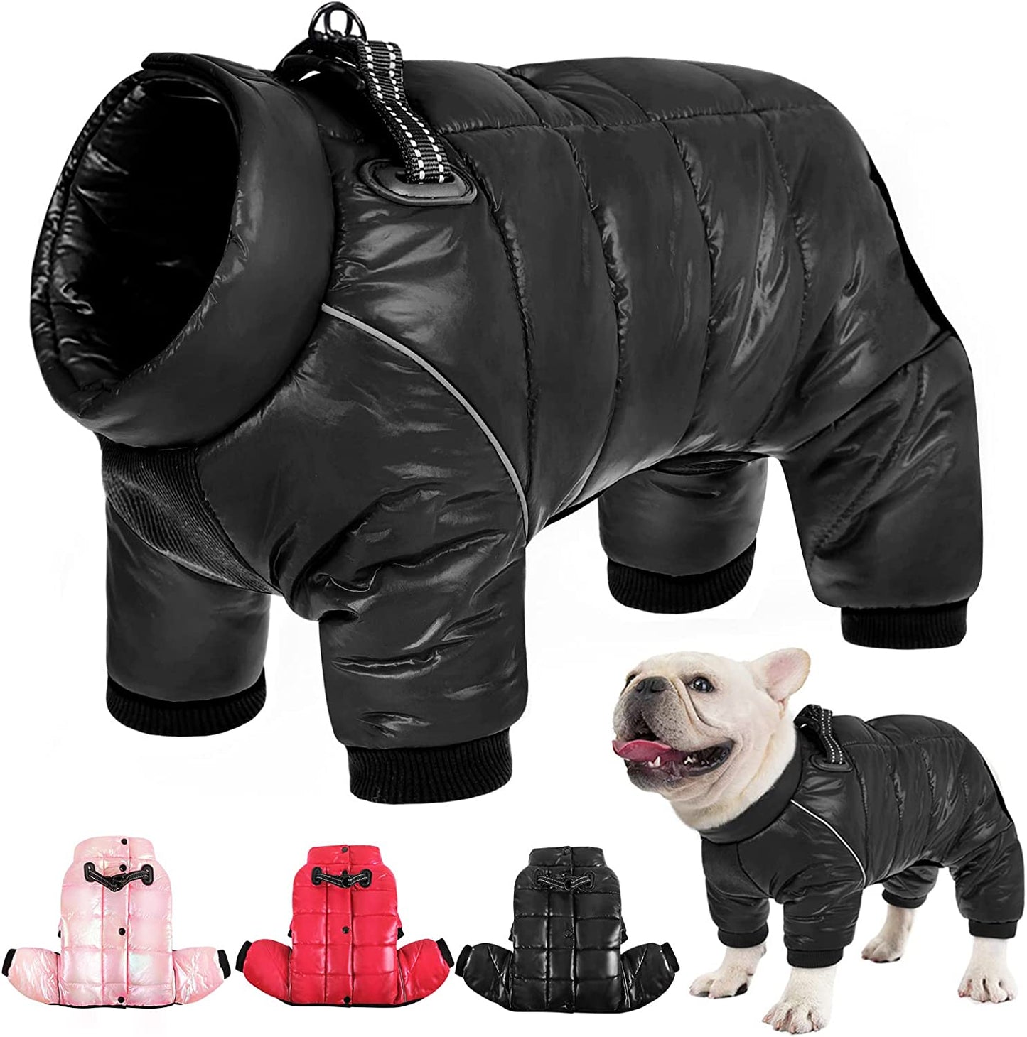 AOFITEE Dog Coat, Waterproof Dog Jacket for Winter, Warm Fullbody Dog Snowsuit, Zip up Fleece Dog Vest, Cold Weather Dog Coats with Reflective Stripes, Outdoor Windproof Dog Apparel for Small Dogs Animals & Pet Supplies > Pet Supplies > Dog Supplies > Dog Apparel AOFITEE Black Chest: 16.9"-18.9", Back Length: 13" 