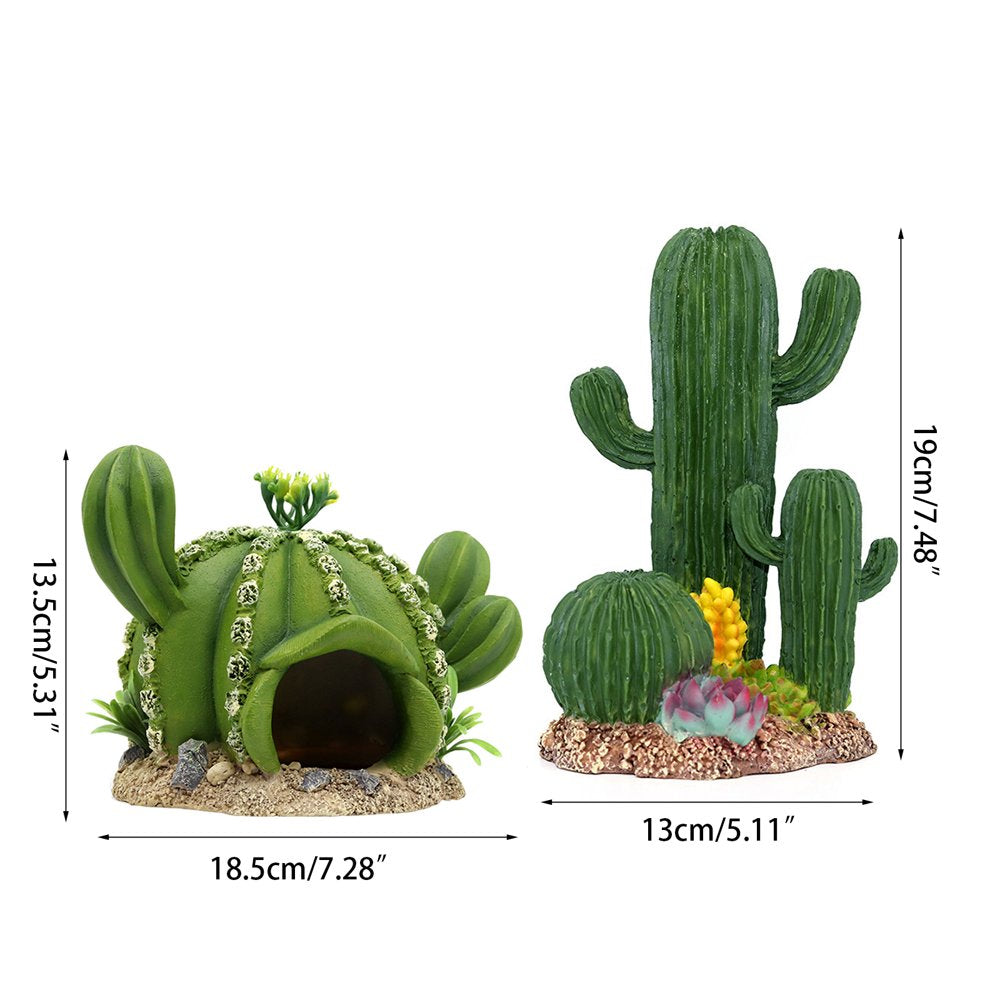 Terrarium Cactus Resin Plants Habitat Decoration for Reptiles and Amphibians