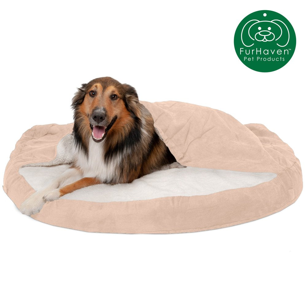 Furhaven Pet Products Orthopedic Faux Sheepskin Snuggery Burrow Pet Bed for Dogs & Cats, Pink, 18-Inch Animals & Pet Supplies > Pet Supplies > Cat Supplies > Cat Beds FurHaven Pet 44" Base Cream 