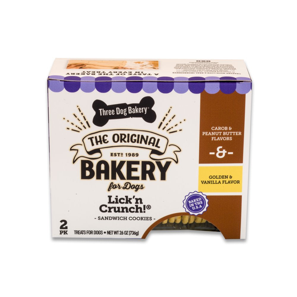 Three Dog Bakery 2Pk Lick'N Crunch Sandwich Cookies Crunchy Dog Treats, 26 Oz. Animals & Pet Supplies > Pet Supplies > Dog Supplies > Dog Treats Three Dog Bakery LLC   