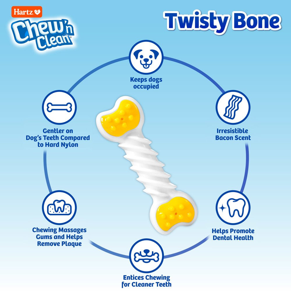 Hartz Chew N Clean Twisty Bone Dog Toy, Small/Medium