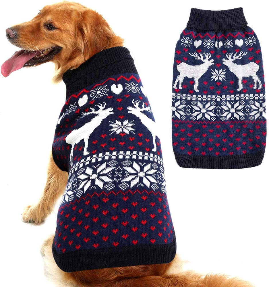 Knitwear Dog Sweaters Winter Clothes - Christmas Dog Sweater Xmas Clothes Warm Coats Classic Pattern Animals & Pet Supplies > Pet Supplies > Dog Supplies > Dog Apparel SAILE   