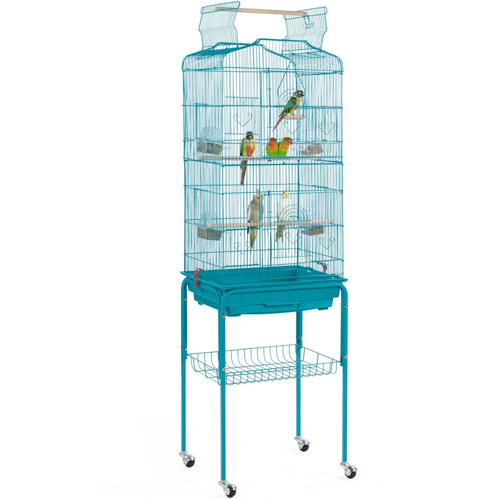 Smilemart 64" Open Top Metal Bird Cage with Detachable Rolling Stand, Teal Blue Animals & Pet Supplies > Pet Supplies > Bird Supplies > Bird Cages & Stands SmileMart Teal Blue  