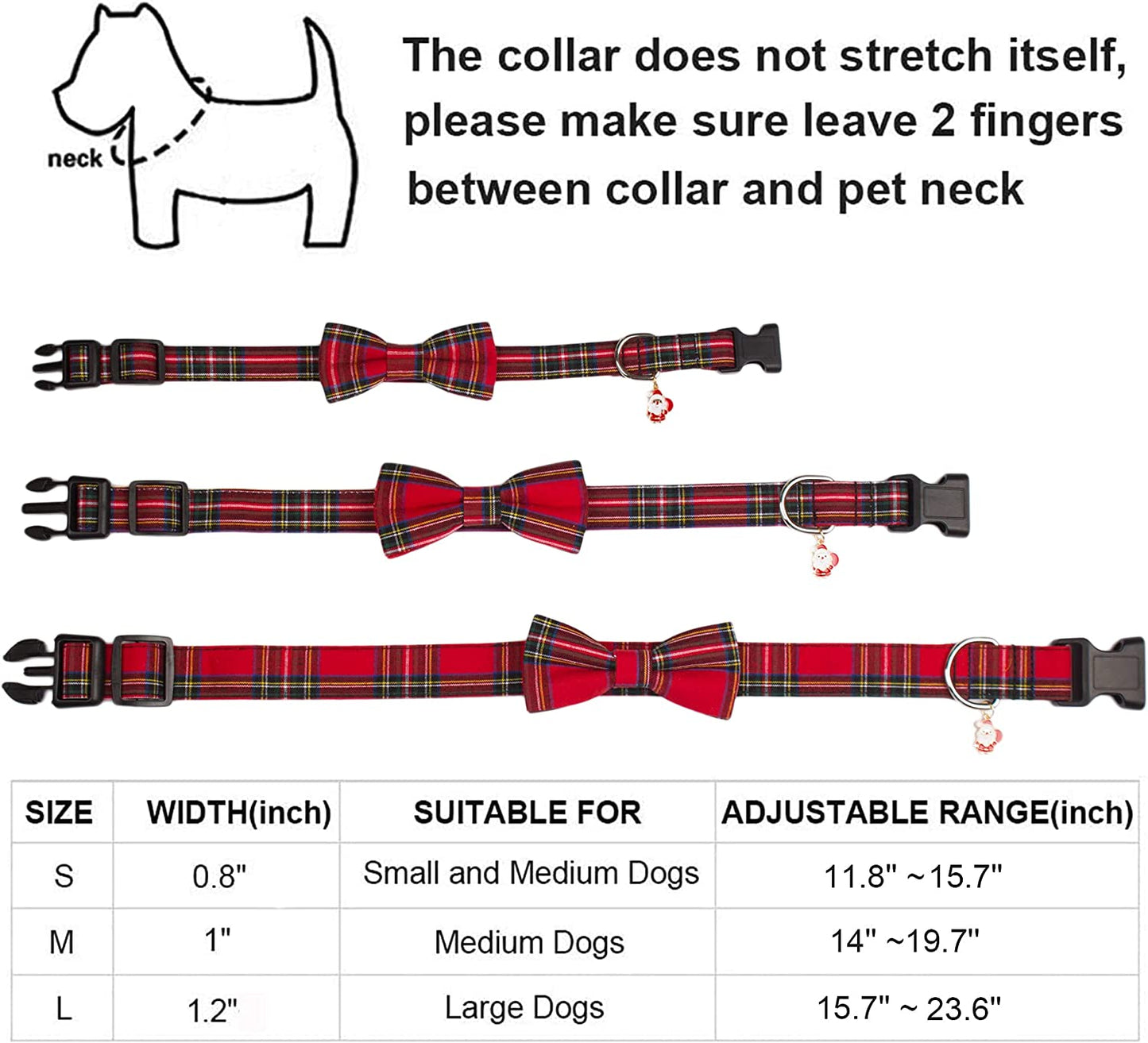 PTDECOR Christmas Dog Collar with Bow, Adjustable Christmas Plaid Dog Collars with Removable Bowtie Christmas Collars for Small Medium Large Dogs Pets (Red&Green, Small) Animals & Pet Supplies > Pet Supplies > Dog Supplies > Dog Apparel PTDECOR   