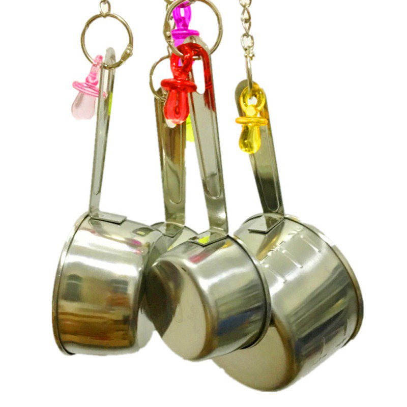 Big Clearance! 4 in 1 Pet Parrot Pot Toy, Bird Chew Toys with Stainless Steel Pot Which Hanging in Cage for Parrot Conure Cockatoo Macaw African Grey Parakeet Cockatiel Lovebird Finch Cage Animals & Pet Supplies > Pet Supplies > Bird Supplies > Bird Toys ZeHui   