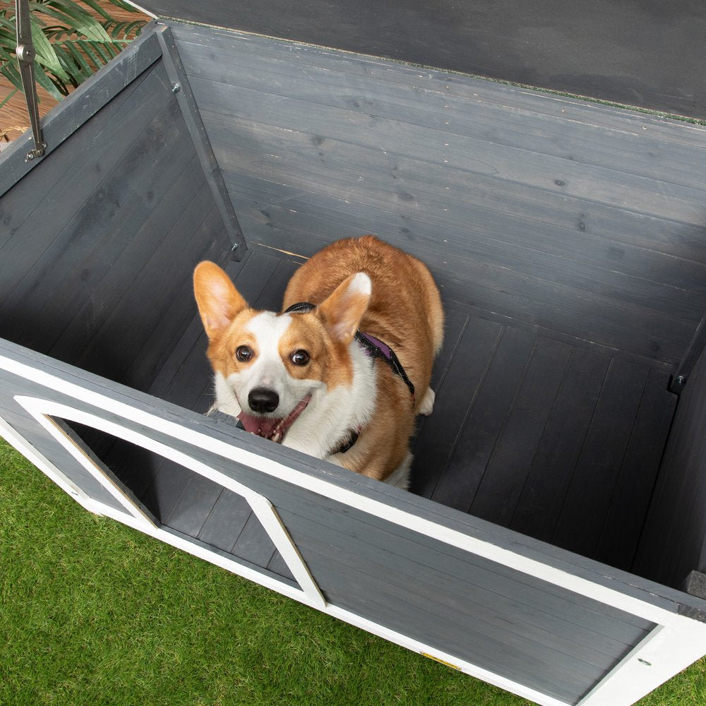 Coziwow Dog House Outdoor Flip-Top Wooden with Asphalt Roof, Gray Animals & Pet Supplies > Pet Supplies > Dog Supplies > Dog Houses Coziwow   