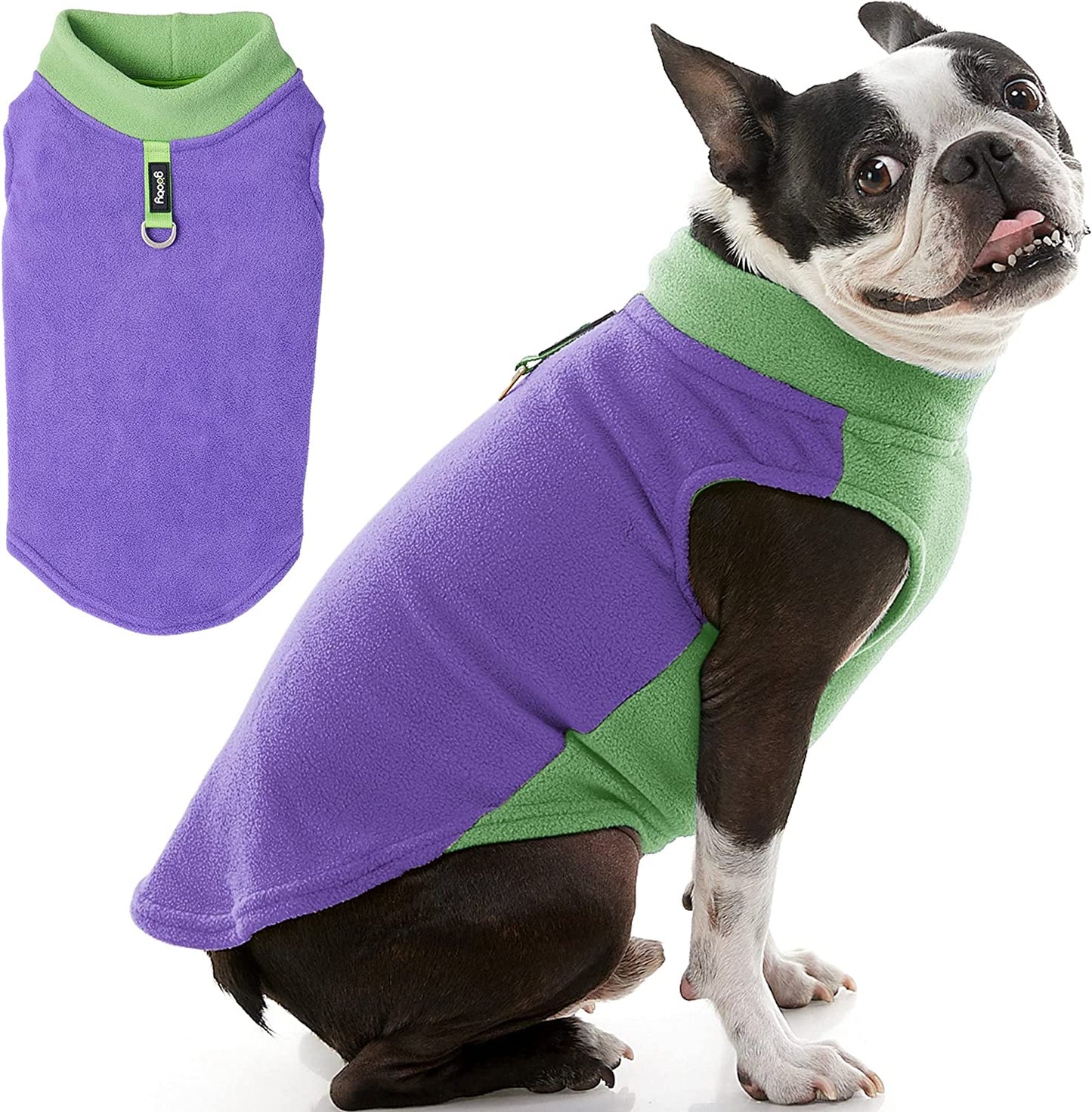 Gooby Half Stretch Fleece Vest Dog Sweater - Pink, Small - Warm Pullover Fleece Dog Jacket with D-Ring Leash - Winter Small Dog Sweater Coat - Cold Weather Dog Clothes for Small Dogs Boy or Girl Animals & Pet Supplies > Pet Supplies > Dog Supplies > Dog Apparel Inafiction USA, Inc. dba Gooby Pet Fashion Half Stretch Purple Medium chest (~16") 