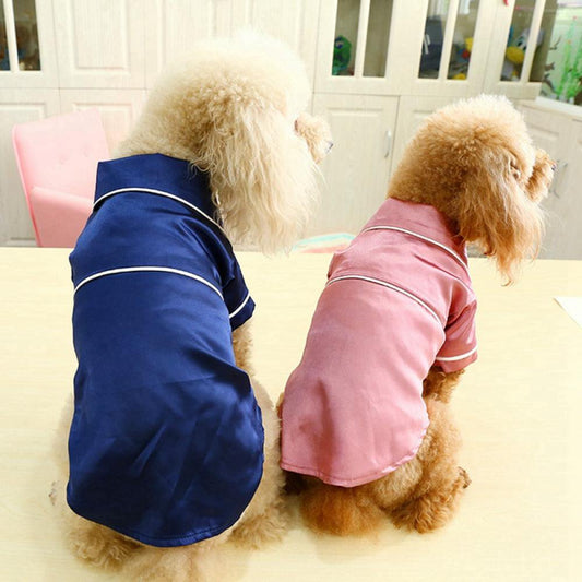 Pet Cat Dog Pajamas Soft Silk Clothes Apparel Small Puppy Jumpsuit Sleepwear,Dark Blue Color,S Size Animals & Pet Supplies > Pet Supplies > Cat Supplies > Cat Apparel Echenor XS Size Dark Blue 