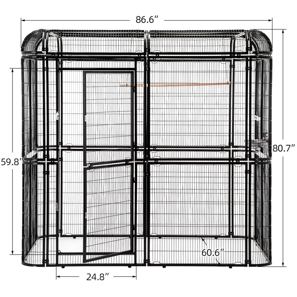 Walnest Outdoor Extra Large Bird Aviary Silver Black Large Parrots Cages Featuring Play Stand Perches Nest Habitat Garden Animals & Pet Supplies > Pet Supplies > Bird Supplies > Bird Cages & Stands Walnest   