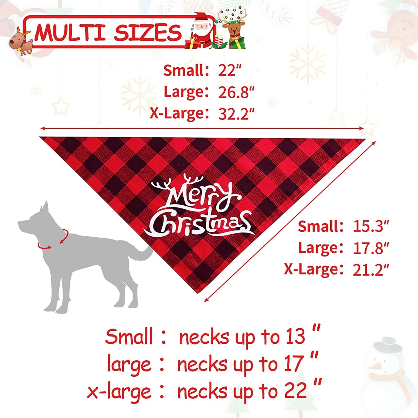 Malier 2 Pack Dog Bandana Christmas Classic Buffalo Plaid Pets Scarf Triangle Bibs Kerchief Set Pet Costume Accessories Decoration for Small Medium Large Dogs Cats Pets (Large) Animals & Pet Supplies > Pet Supplies > Dog Supplies > Dog Apparel Malier   