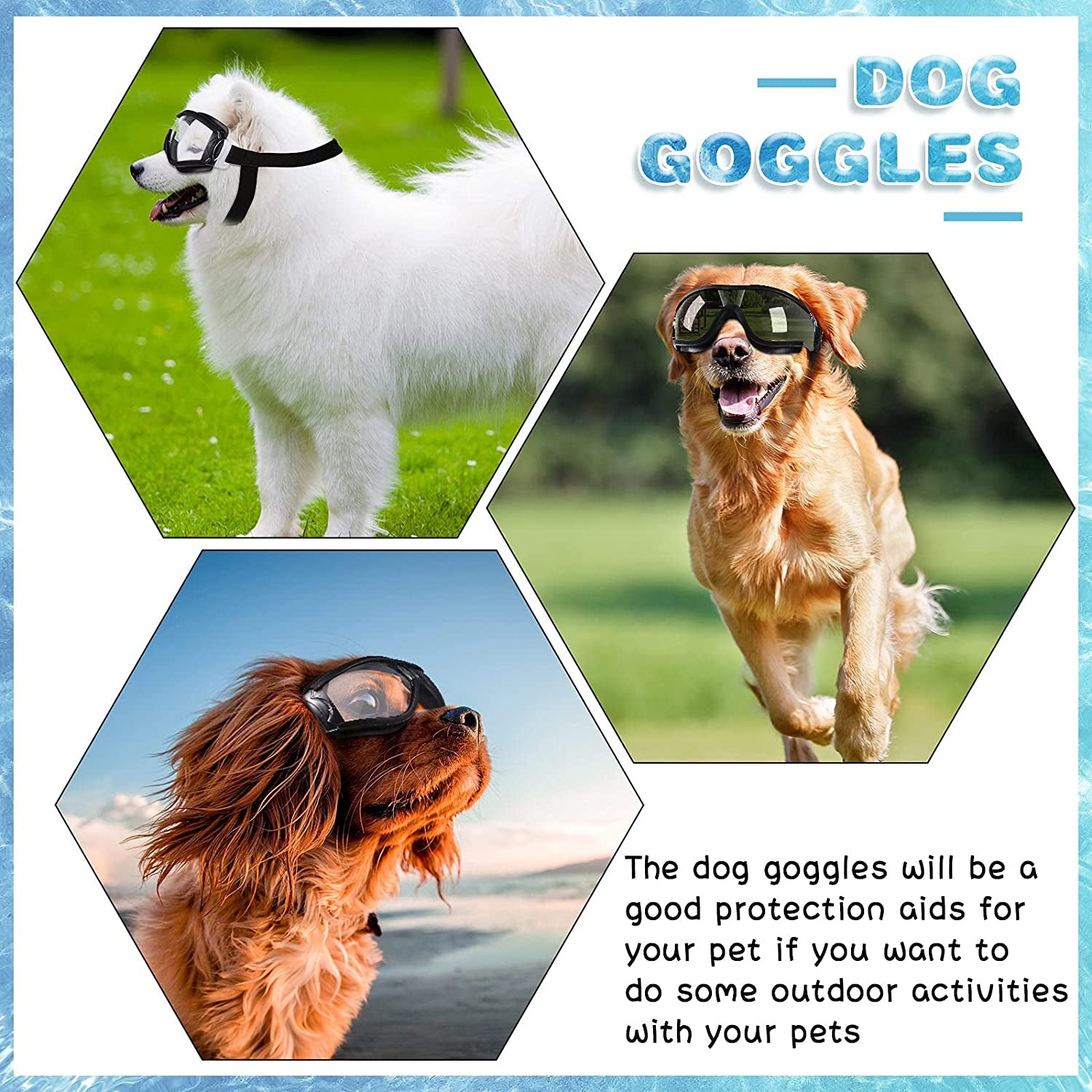 Dog Goggles,Strong Impact Resistance Dog Sunglasses with Adjustable El –  KOL PET