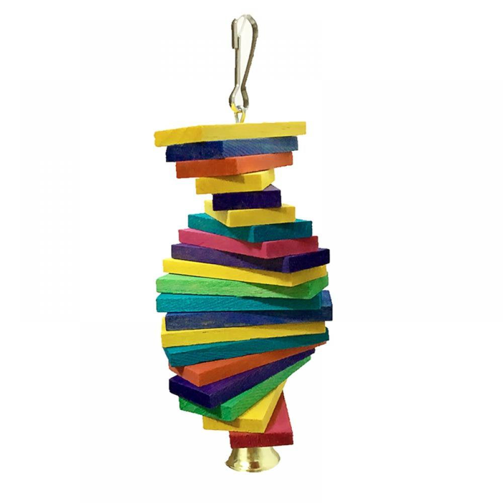 Topumt Bird Parrot Colorful Cage Hanging Chew Wooden Toys with Bell Parakeet Budgie Cockatiel Climb Animals & Pet Supplies > Pet Supplies > Bird Supplies > Bird Toys Topumt   