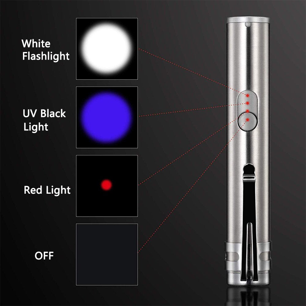 Laser Pointer for Cats USB Rechargeable, Cat Dog Interactive Lazer Toy, Pet Training Exercise Chaser Tool, 3 Mode - Red Light LED Flashlight UV Light with a Squeaky Mouse Animals & Pet Supplies > Pet Supplies > Cat Supplies > Cat Toys GLiving   