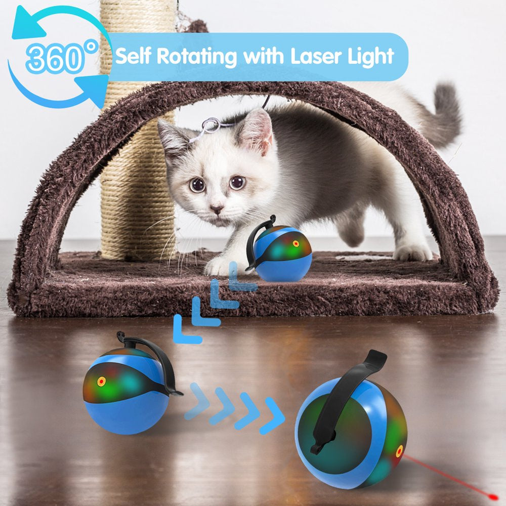 Lvelia Cat Interactive Toys with Feathers/Auto Shut Off, Pet Cat Laser Toy, 360° Automatic Moving Cat Toy Balls with USB Rechargeable, Cat Teaser Toy Suitable Gifts for Cat/ Dog (Blue) Animals & Pet Supplies > Pet Supplies > Cat Supplies > Cat Toys Lvelia   