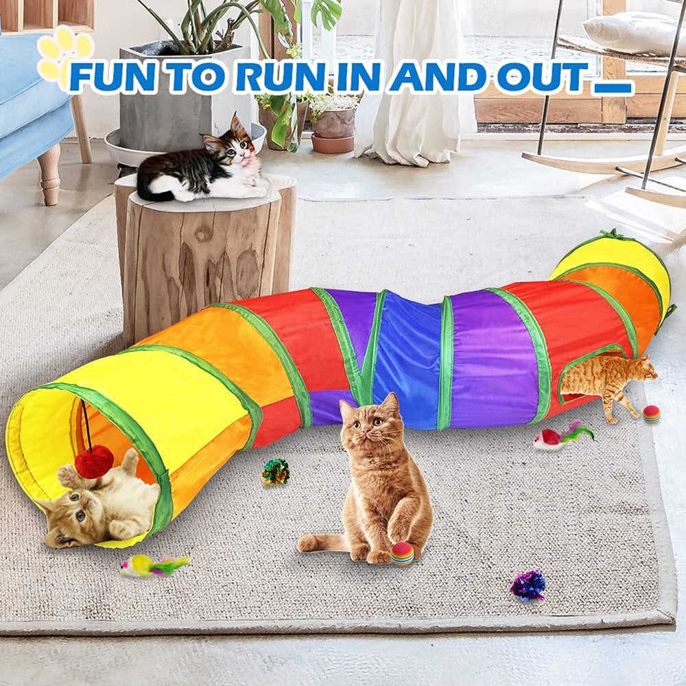 Semfri Cat Toys Tunnels Collapsible Pets Cat Jungle Tunnels Kitty Toys Balls Animals & Pet Supplies > Pet Supplies > Cat Supplies > Cat Toys Semfri   