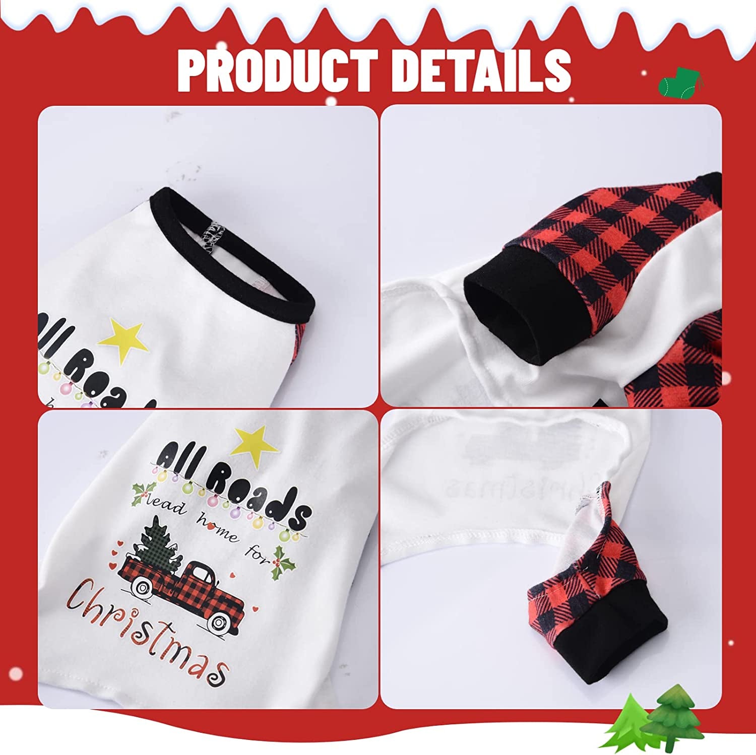 Yikeyo Christmas Dog Pajamas Dog Onesie Dog Pjs Super Soft Dog Christmas Jammies Pet Clothes with Buffalo Plaid Sleeve, Truck Tree Pattern Animals & Pet Supplies > Pet Supplies > Dog Supplies > Dog Apparel Yikeyo   