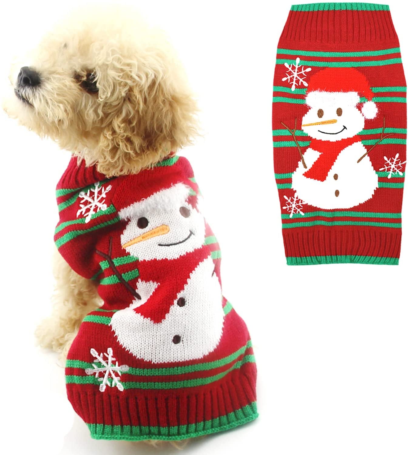 NIULA Dog Snow Sweaters Snowman Sweaters Xmas Dog Holiday Sweaters New Year Christmas Sweater Pet Clothes for Small Dog and Cat(Snowman,S) Animals & Pet Supplies > Pet Supplies > Dog Supplies > Dog Apparel Cuteboom 1-Snowman X-Large 